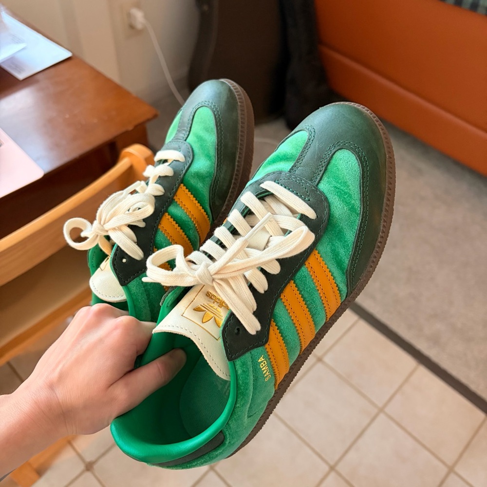 Adidas Green and Orange Samba Sneakers